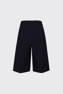 [60% OFF] Navy buttoned waist pouch bermuda shorts