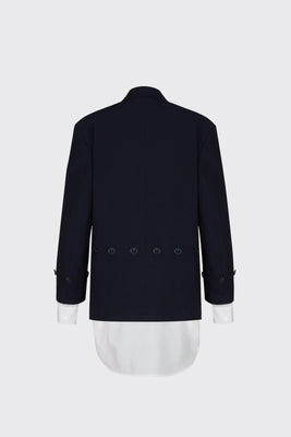 [60% OFF] Navy buttoned shirt blazer