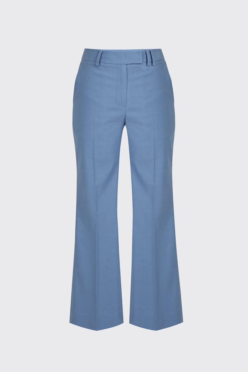 [60% OFF] Light blue linen cropped flare trousers