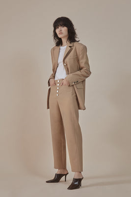 [50% OFF] Sand| buttoned-up closure trousers