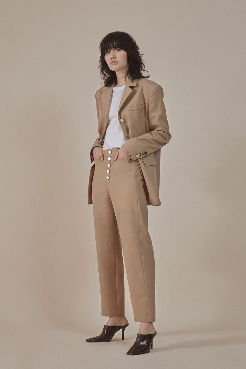 [50% OFF] Sand| buttoned-up closure trousers