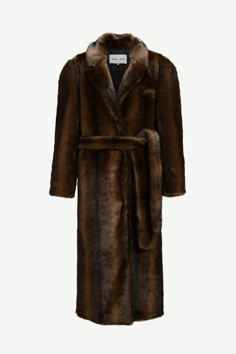 [50% OFF] Round-shoulder faux fur coat